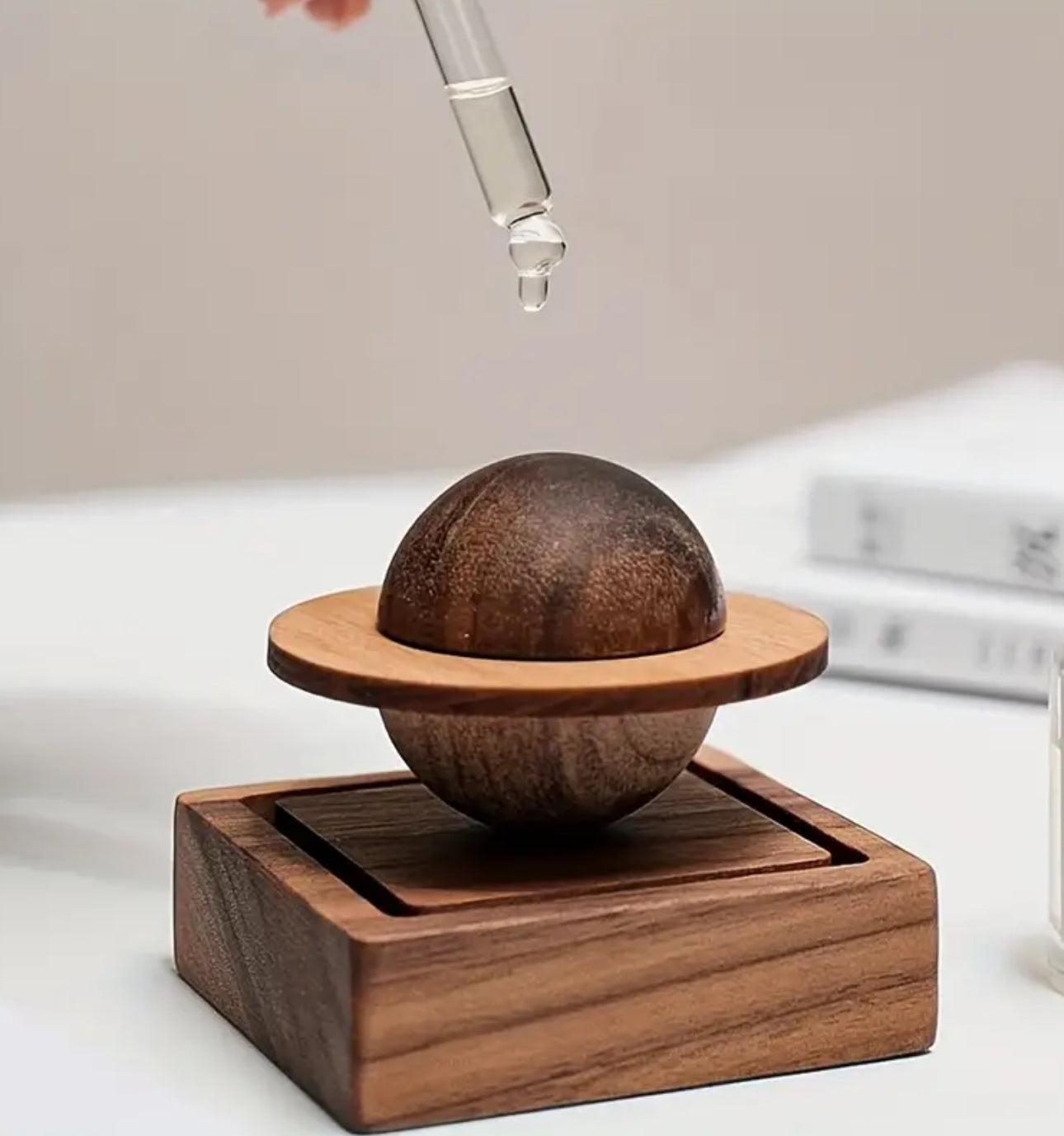 Planet shaped Wooden Essential Oil Diffuser, Planet Shaped Magnetic Walnut Wood Aroma Diffuser